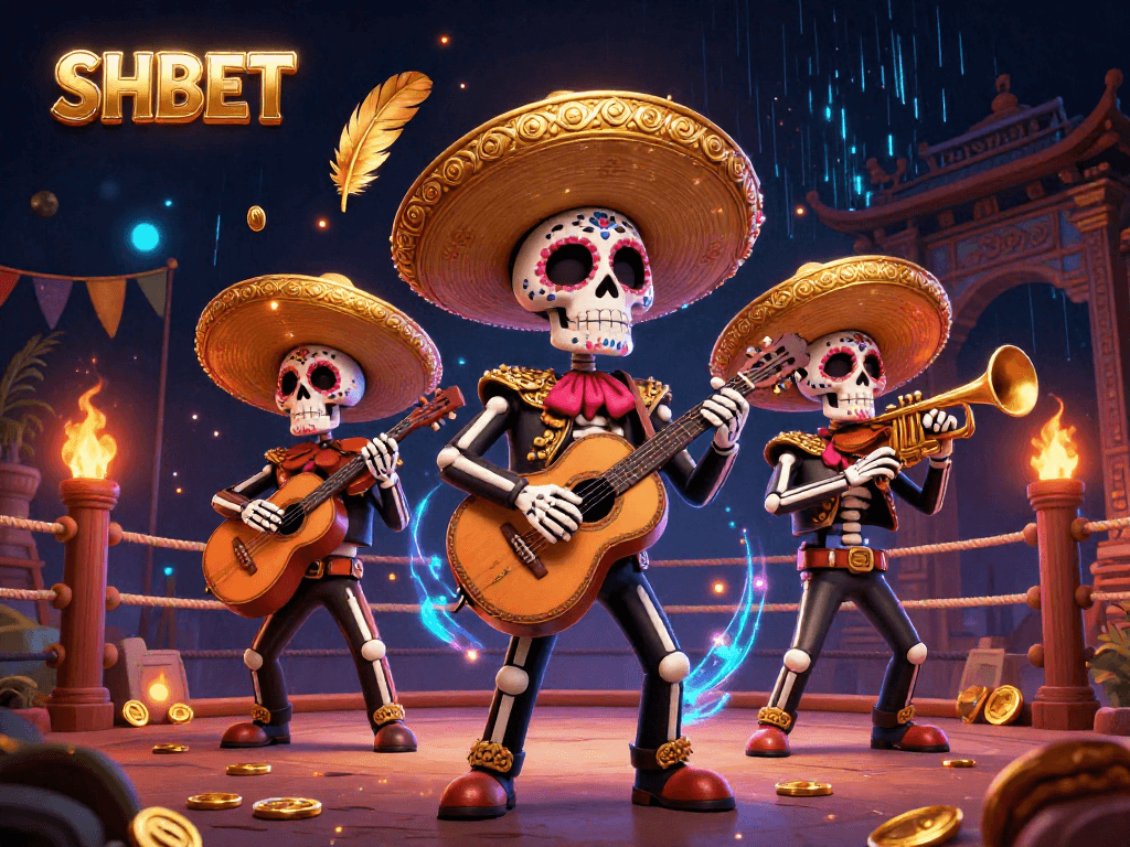 Engage with SHBET by witnessing the vibrant scene of a mariachi band amidst explosive gambling action.