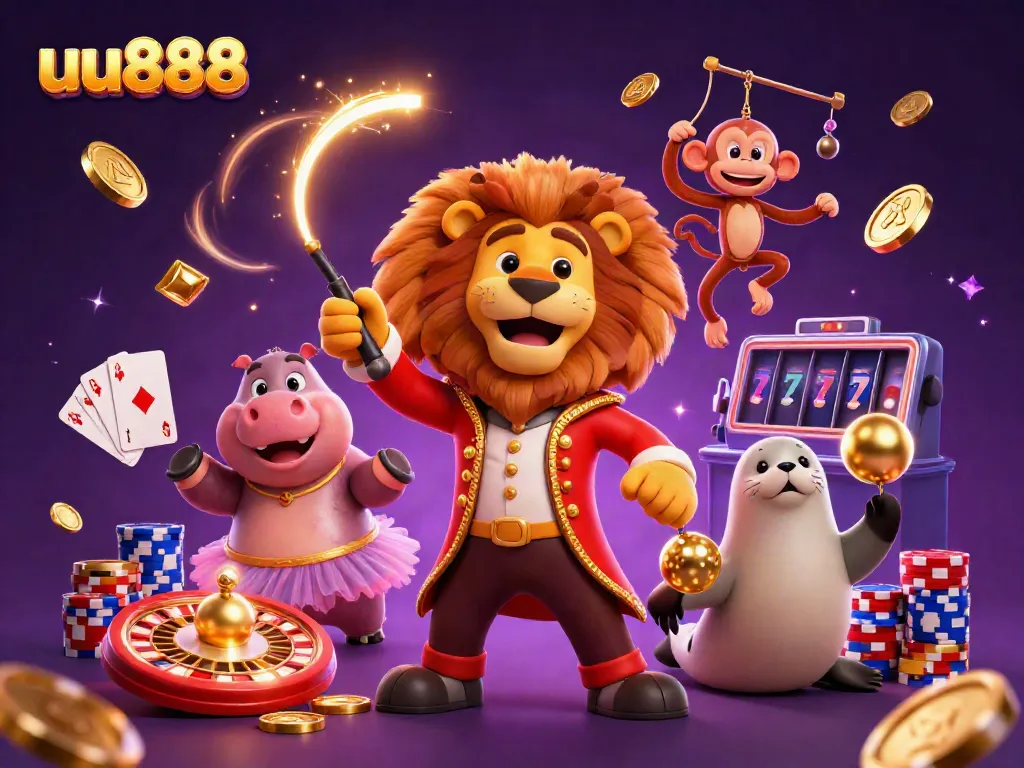 Experience thrilling gaming action at uu888 with vibrant characters, gaming elements, and dynamic casino visuals.