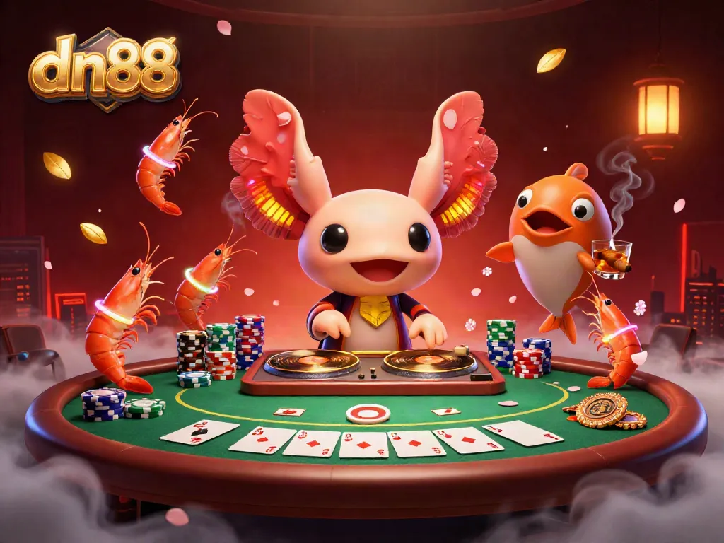 Engage in exciting gameplay at dn88 with vibrant axolotl DJ and poker scene.