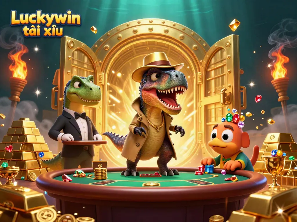 Experience immense excitement at Luckywin tài xỉu with a vibrant and detailed 3D casino scene.