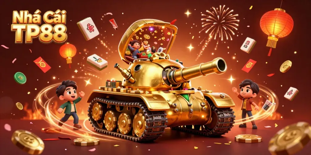 Join the gaming excitement at Nhà cái TP88 with a vibrant casino illustration showcasing thrilling elements.