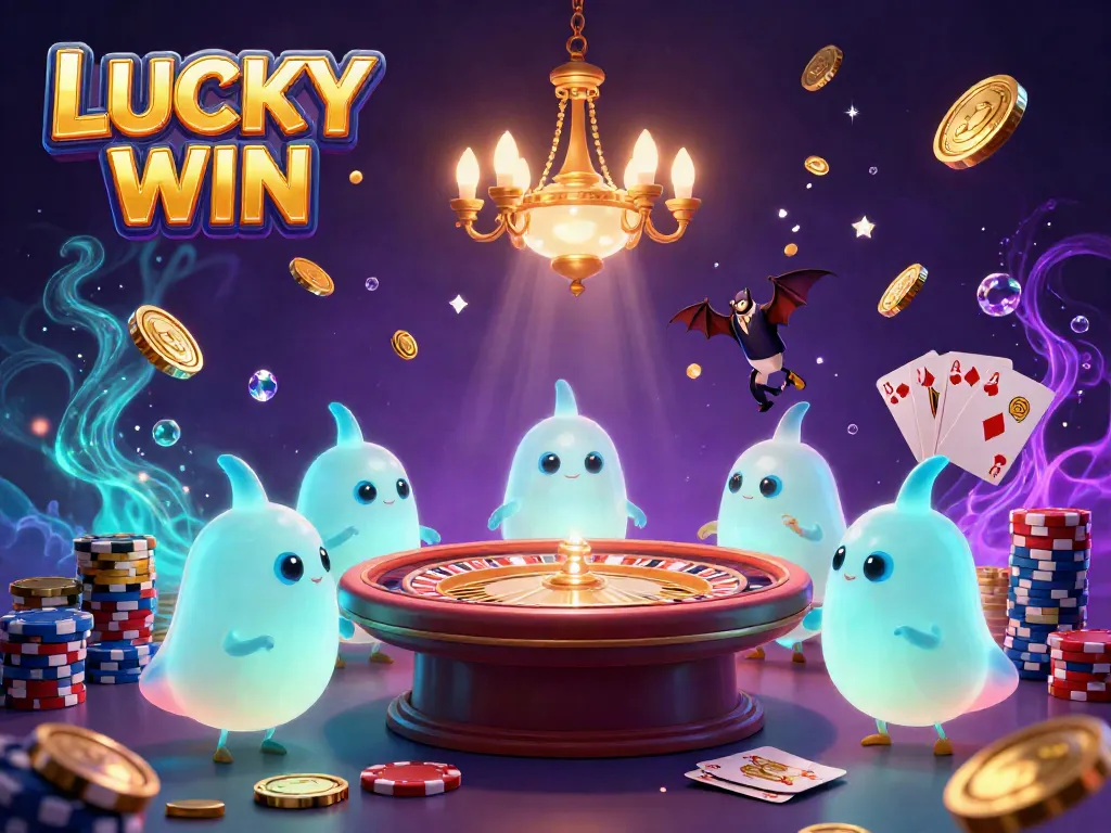 Experience the excitement of LUCKY WIN at this vibrant casino powered by glowworms illuminating the scene.