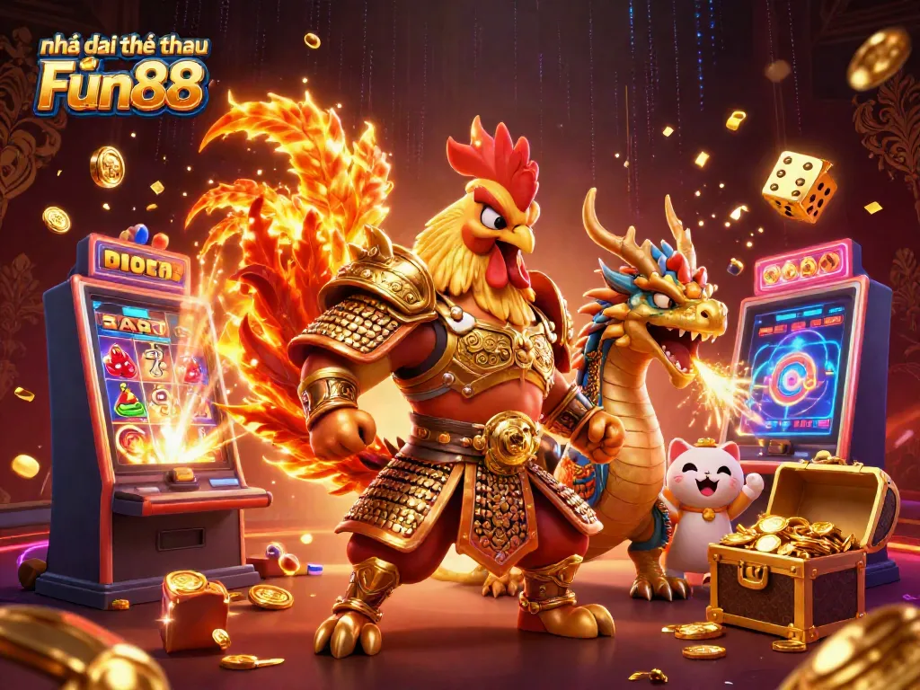 Engage with thrilling scenes from Nhà cái thể thao Fun88 filled with colorful gaming and festive elements.