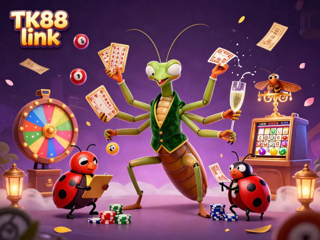 Engage with exciting games at TK88 link, featuring a vibrant 3D casino atmosphere.