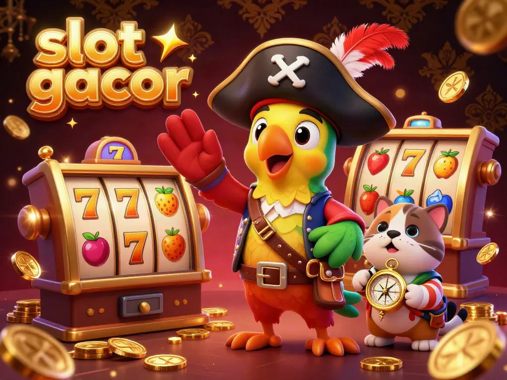 Experience the thrill of slot gacor with vibrant characters and dynamic game elements in an engaging illustration.