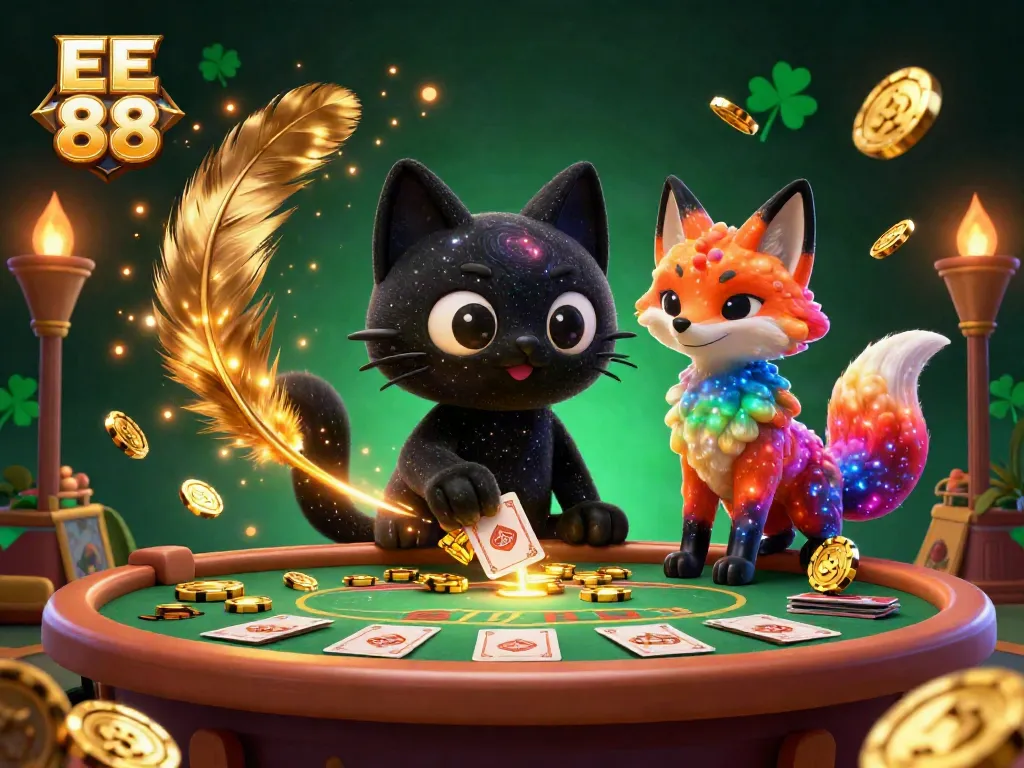 Experience the excitement of EE 88 with a magical cosmic casino scene filled with dynamic gaming elements.