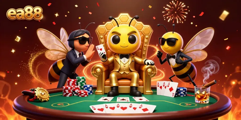 Experience the thrilling atmosphere of ea88 with a bumblebee mob boss and high-stakes poker.