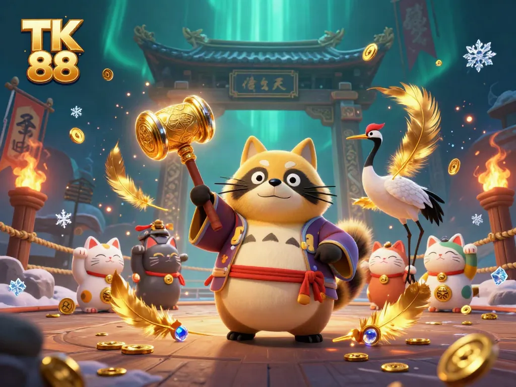 Engage in thrilling gaming adventures at TK 88 with cheerful characters and vibrant casino elements.