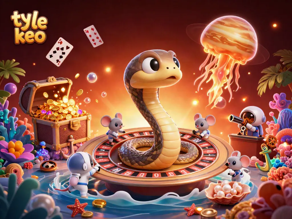 Engage with ty le keo as astronaut mice bet on a roulette wheel in a 3D cosmic casino.