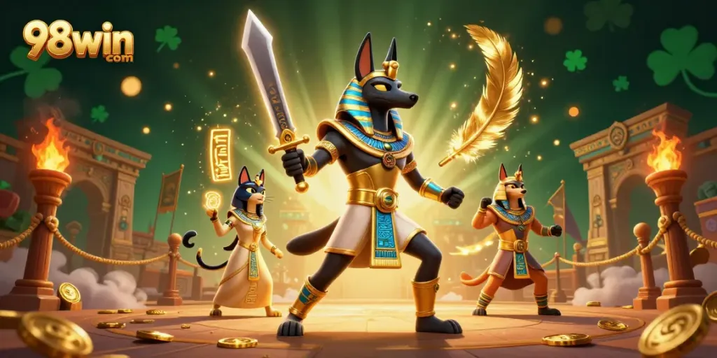 Experience dynamic gaming at 98win com with ancient warriors and glowing hieroglyphs