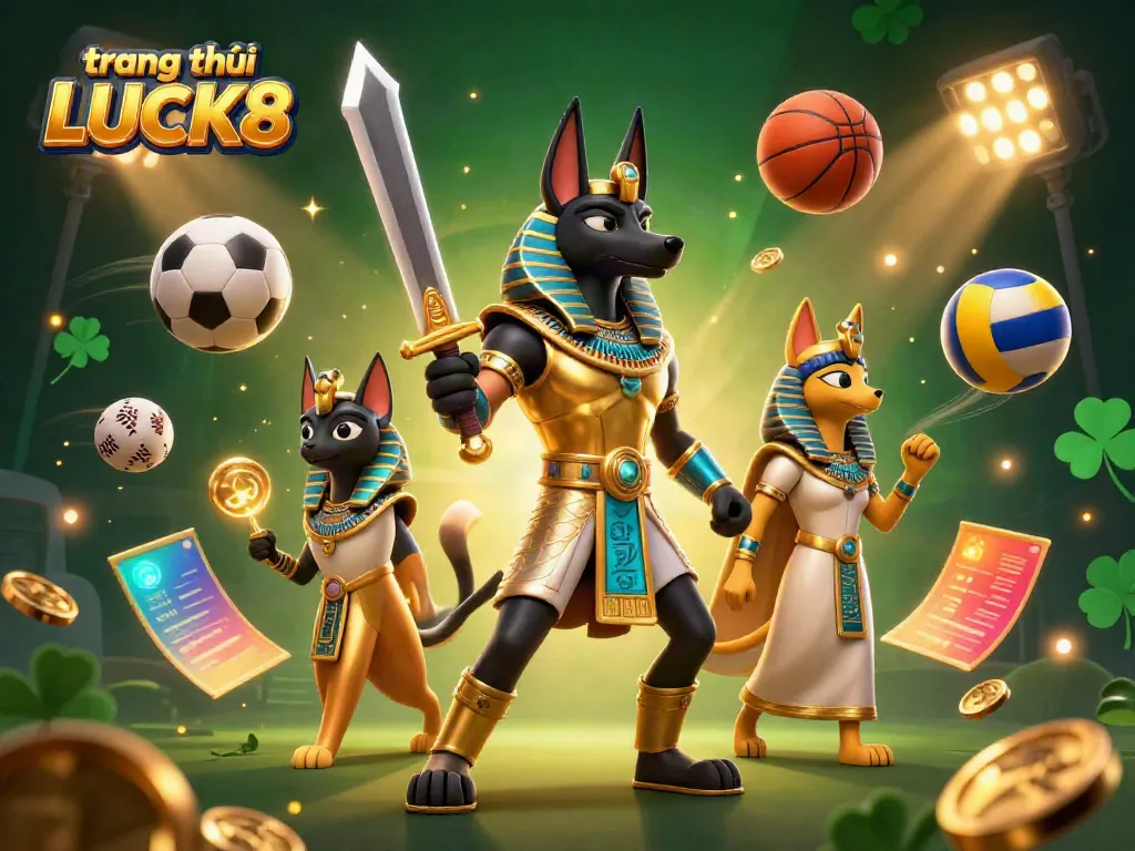 Experience the excitement of sports betting at trang chủ LUCK8, featuring dynamic 3D characters and vibrant game elements.